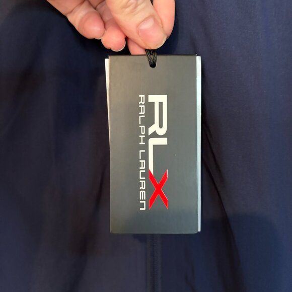 New RLX Ralph Lauren Golf Men's Wicking Full Zip Jacket M Navy $248 Stow Hood - Picture 7 of 14